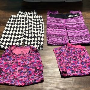 3/$15 girls leggings and pj or sports legging outfit